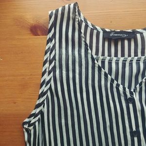 Black and White Striped Top/Blouse