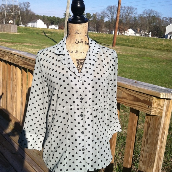 Polka Dot Button Down Large Blouse