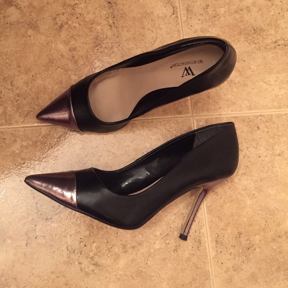 Black stilettos, silver tips