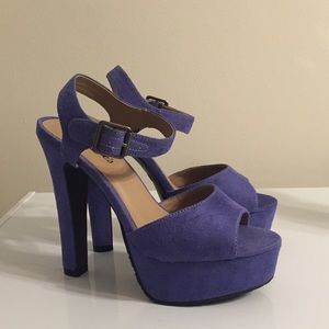 Purple Suede Platform Sandles with Ankle Strap