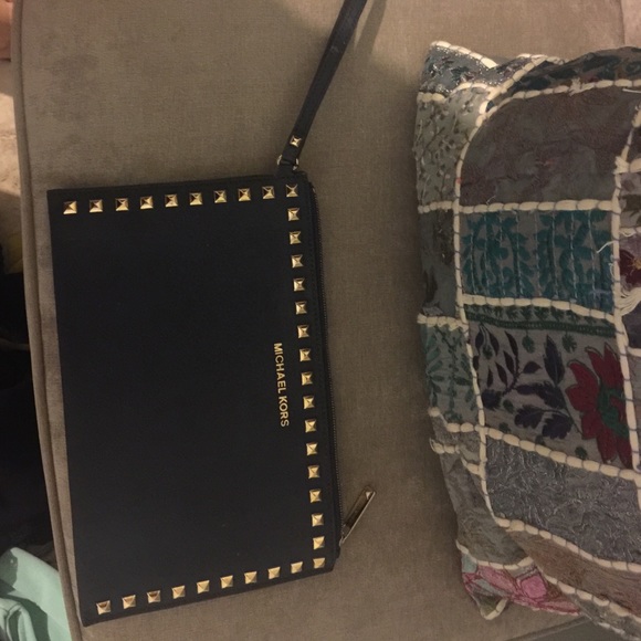 Michael Kors navy blue wristlet clutch