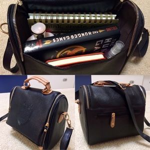 NWT! Black Barrel Bag/ Purse Crown Emblem