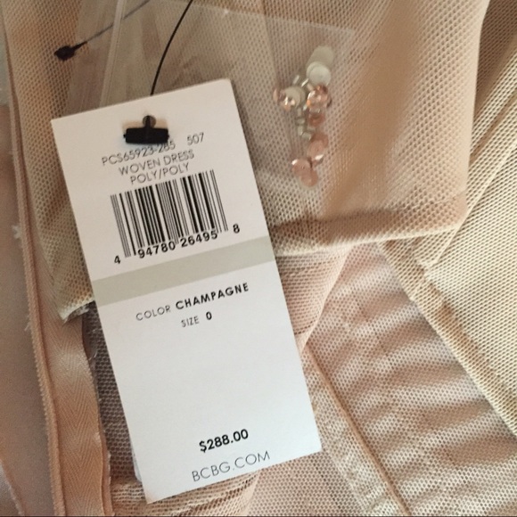 BCBG tiered shiny champagne colored dress - Picture 2 of 3