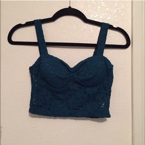 Teal crop top/ bustier