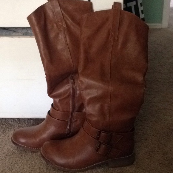 Brown leather boots