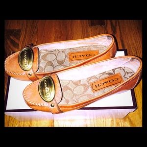 Coach loafers with gold hardware