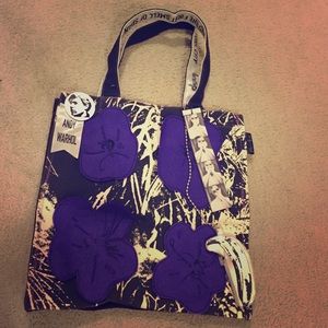 Andy Warhol Purple Flower Tote w/Change Purse.