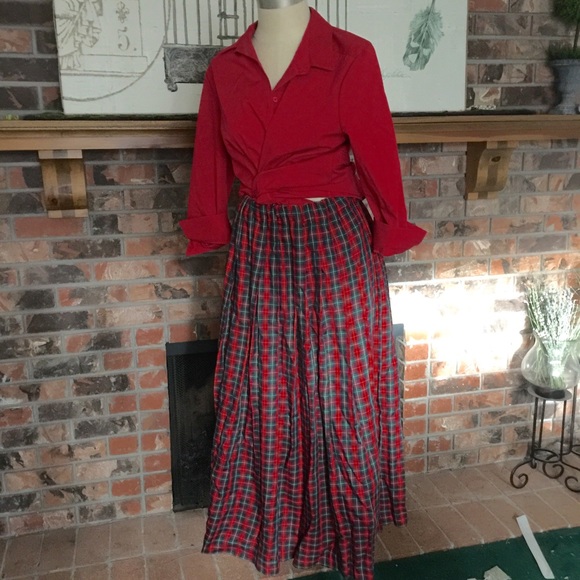 VINTAGE Christmas Plaid Tartan Skirt