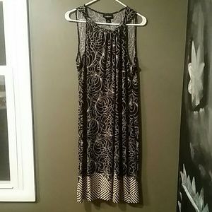 Twisted Neckline Dress with Blocked Hem