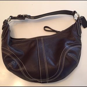 Small brown leather hobo coach purse