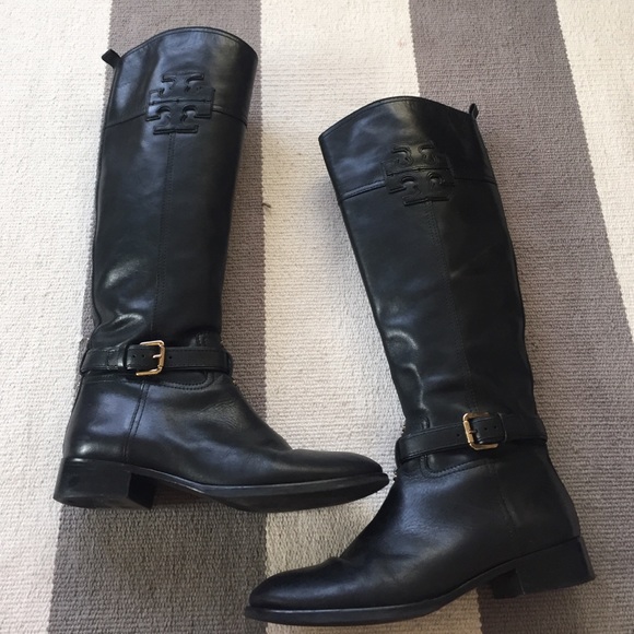 Tory Burch Shoes - Tory Burch tall riding boot - black &gold - Sz 9.5