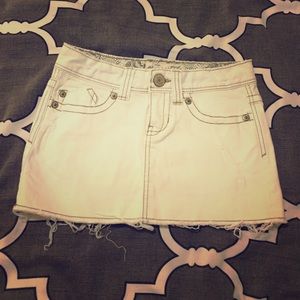Aeropostale White Distressed-Style Mini Skirt