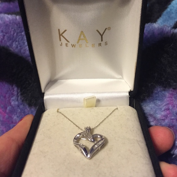 Kay's 10k White gold necklace diamond heart