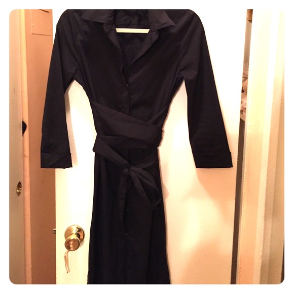 THEORY Black cotton wrap dress