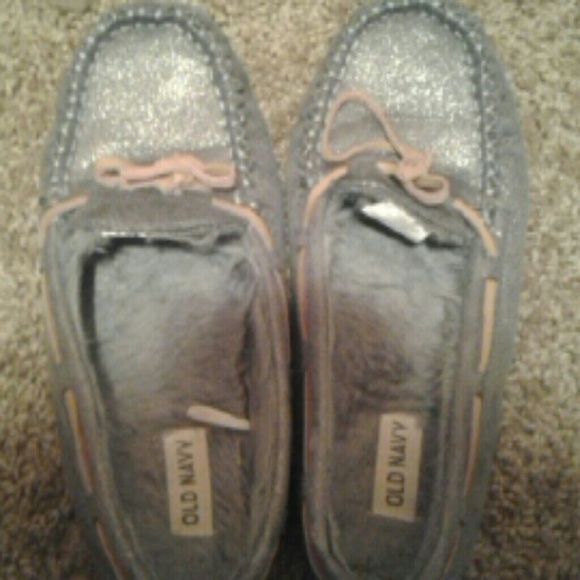 Gray sparkly old navy moccasins worn once