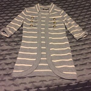 Gray and White Statement cardigan