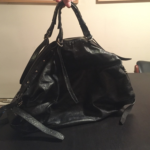 Black leather bag w silver embellishments