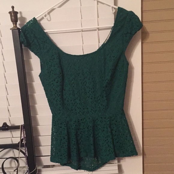 Emerald green peplum top