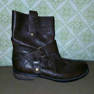 Real leather moto boots