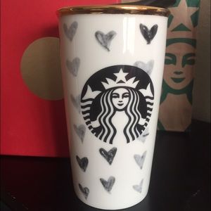 Starbucks 2014 black heart ceramic mug tumbler