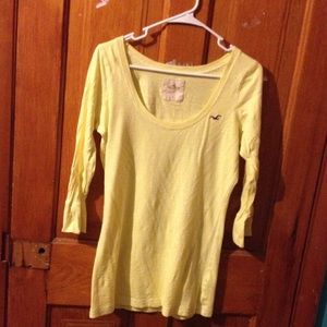 Hollister yellow 3/4 sleeve shirt