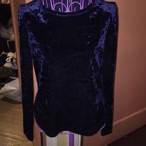 Blue velvet long sleeve shirt