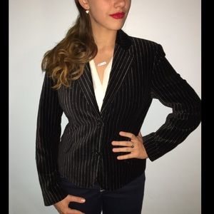 Velvet black pinstriped blazer✔️