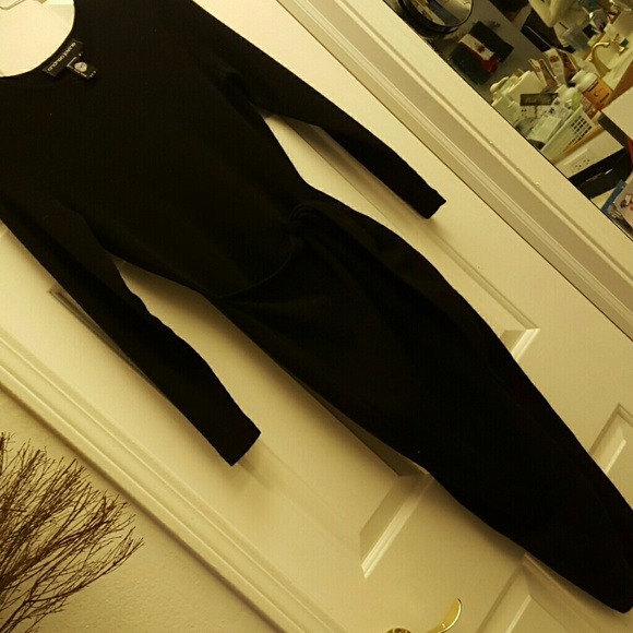 Black wool evening dress, very fitted