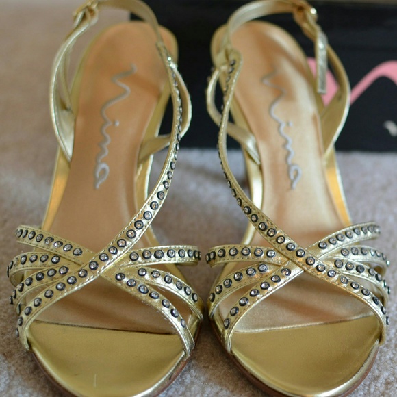 Nina Gold Evening Sandals