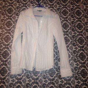 White shimmery button down
