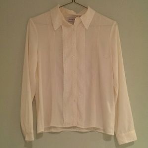 button up top and striped tee