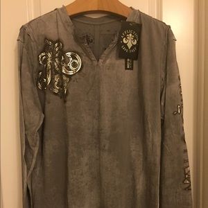 NWT AFFLICTION long sleeve v-neck 2XL men's tee