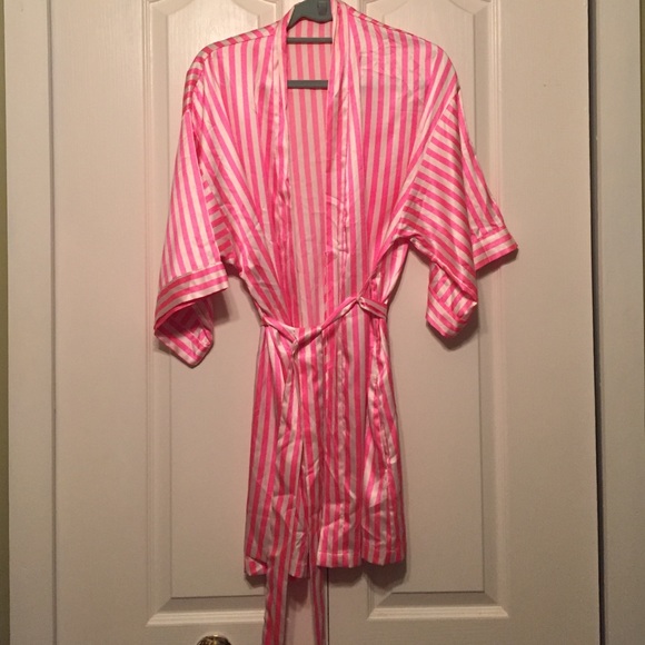 VS candy stripe satin robe