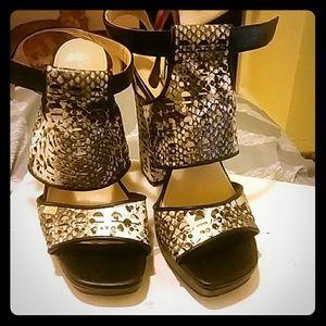 Calvin Klein Snake Print Platform Sandles