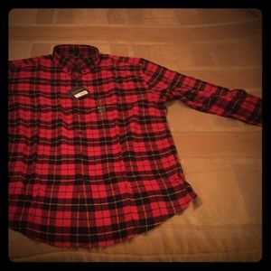 Mens red & black flannel shirt