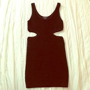 Bebe Body con mini dress with cut out detail
