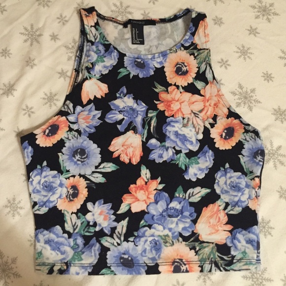 Floral high neck crop top