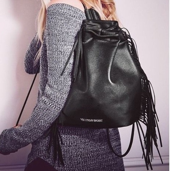 Victoria's Secret NWT Black Fringe Bag