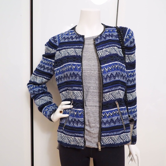 Zara blue embroidered jacket M