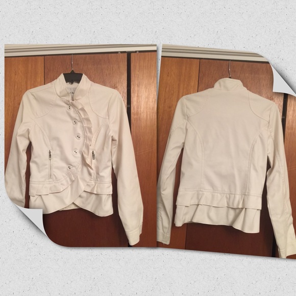 Sm Oleg Cassini "leather like" jacket in off white