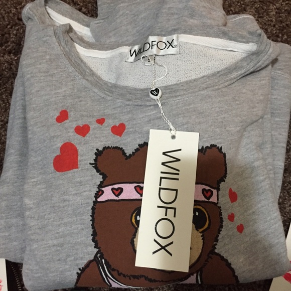 WILDFOX Teddy hug summer tomato sweatshirt Sz S - Picture 2 of 2