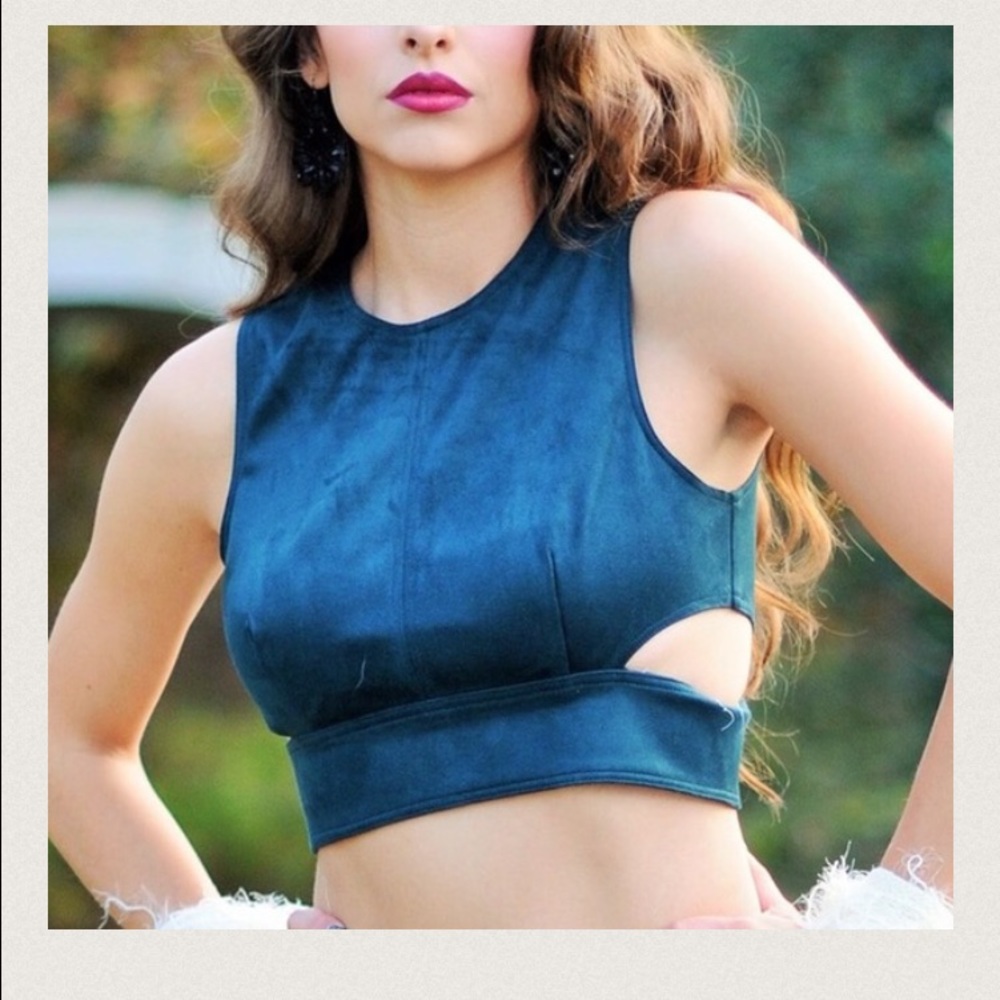 Emerald Faux Suede Crop Top