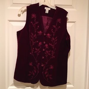 Red velvet button-up vest