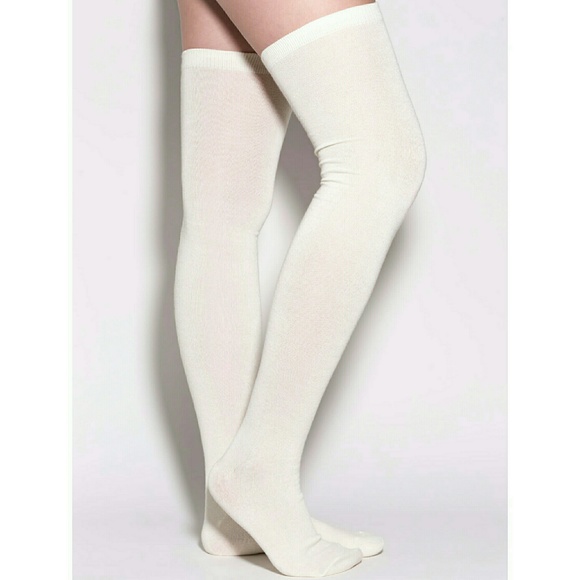 Sale! Cream Super Soft thigh high socks - Picture 2 of 2