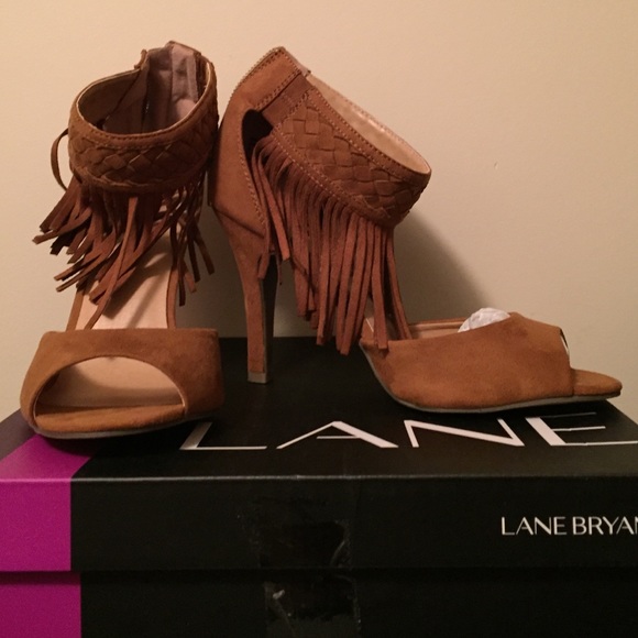 Camel peep toe heels