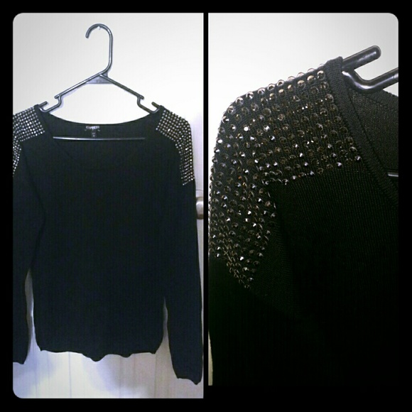 Express gun-gun-metal studded crew sweater!