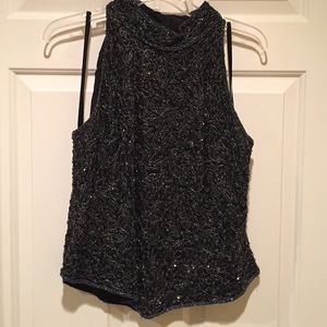 Sparkly beaded mock turtleneck top