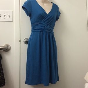 Ann Taylor Loft blue teal v-neck dress XS petite