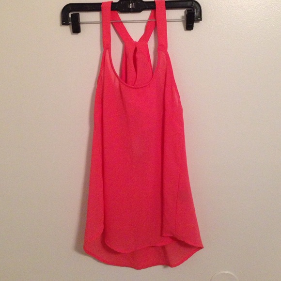 Semi sheer chiffon salmon pink blouse