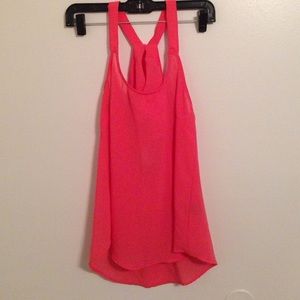 Semi sheer chiffon salmon pink blouse